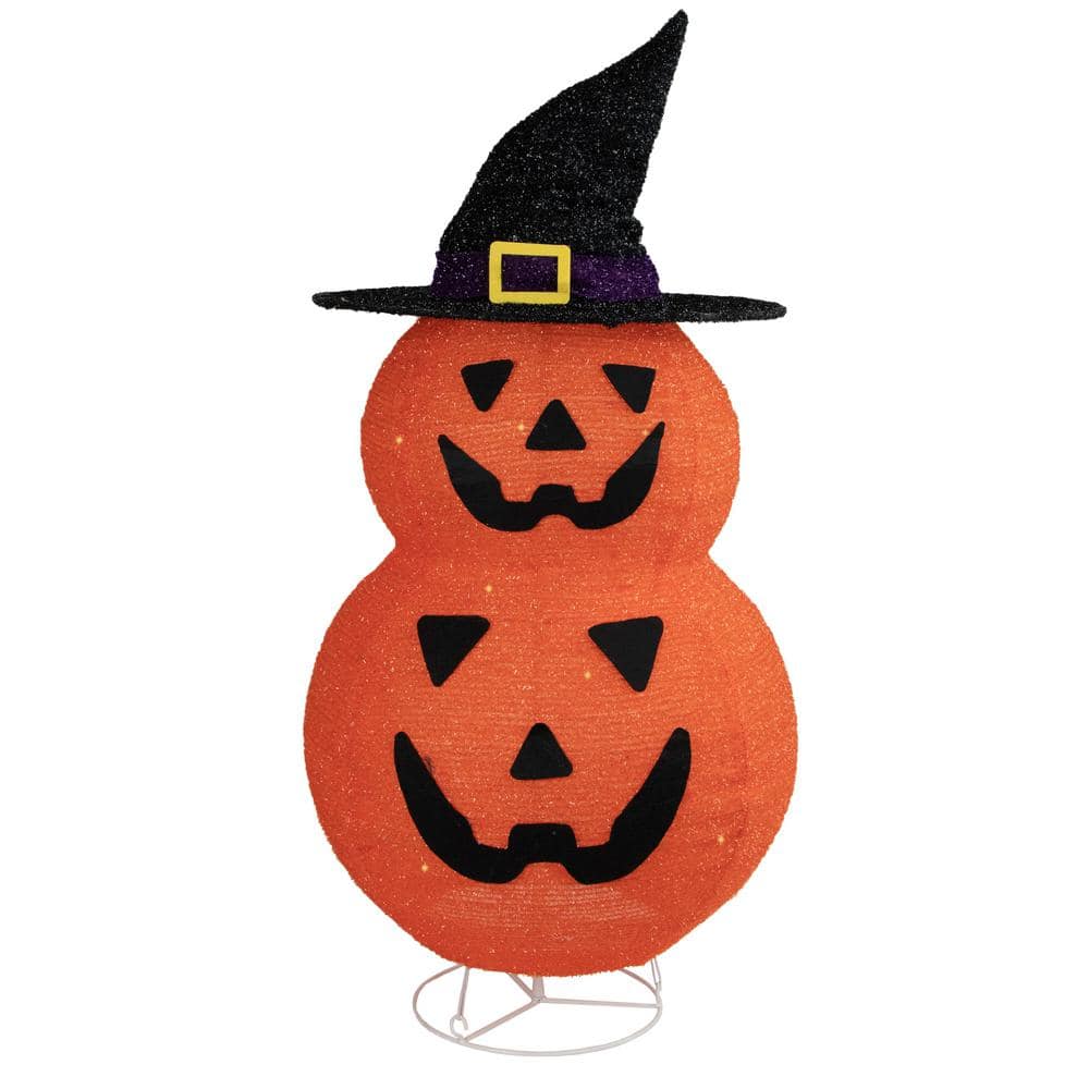34 in. Jack-O-Lanterns in Witch’s Hat Outdoor Halloween Decoration - Hercitys