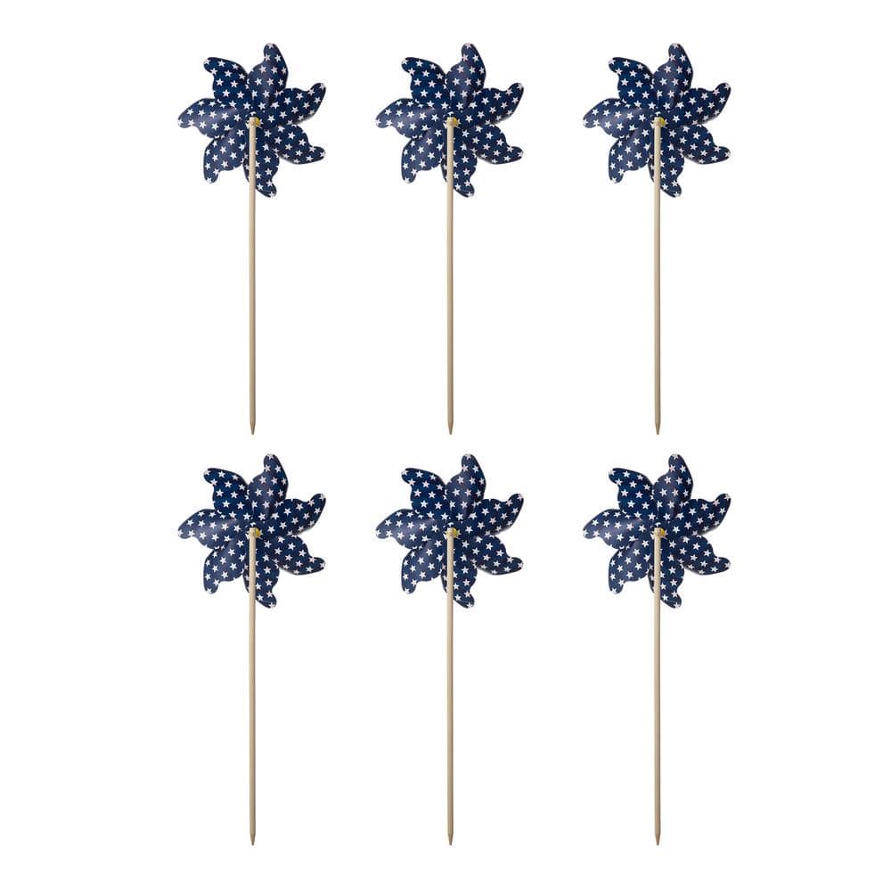 24 in. H Set of 6 Plastic Stars&Stripes Patriotic/Americana Windmills(KD) - Hercitys