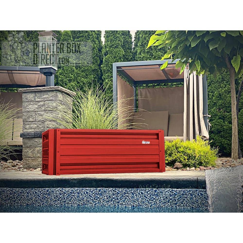 24 inch by 48 inch Rectangle Bright Red Metal Planter Box - Hercitys
