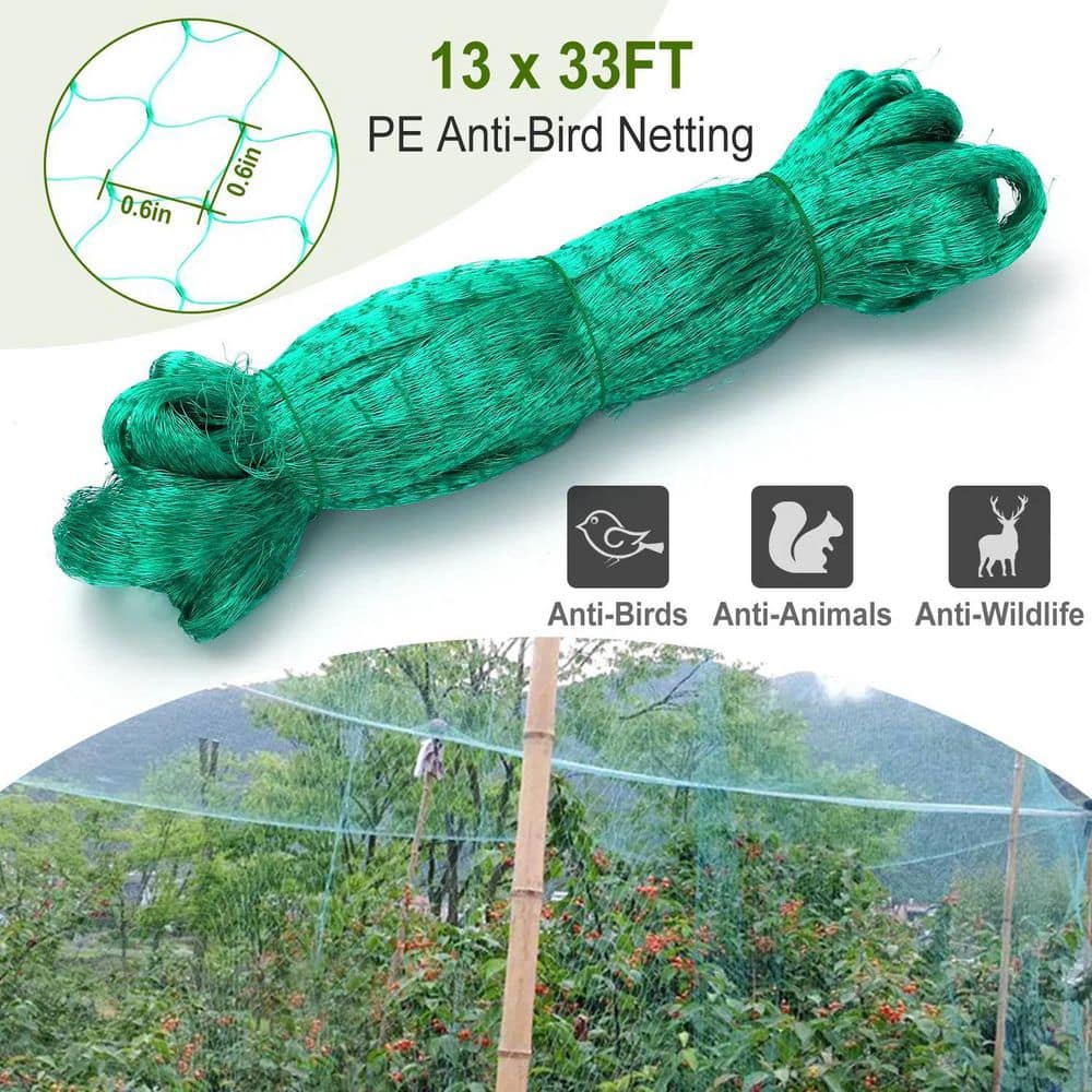 13 x 33 ft. Garden Netting Heavy Duty PE Anti Bird Netting Plants Fruits Tree Vegetables Protection Net 430sqft Coverage - Hercitys
