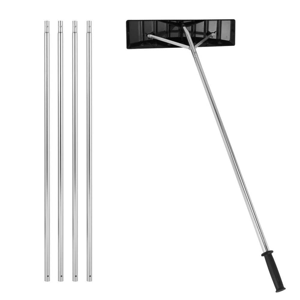 57 in. to 240 in. Extendable Aluminum Snow Roof Rake with Anti-slip Handle - Hercitys