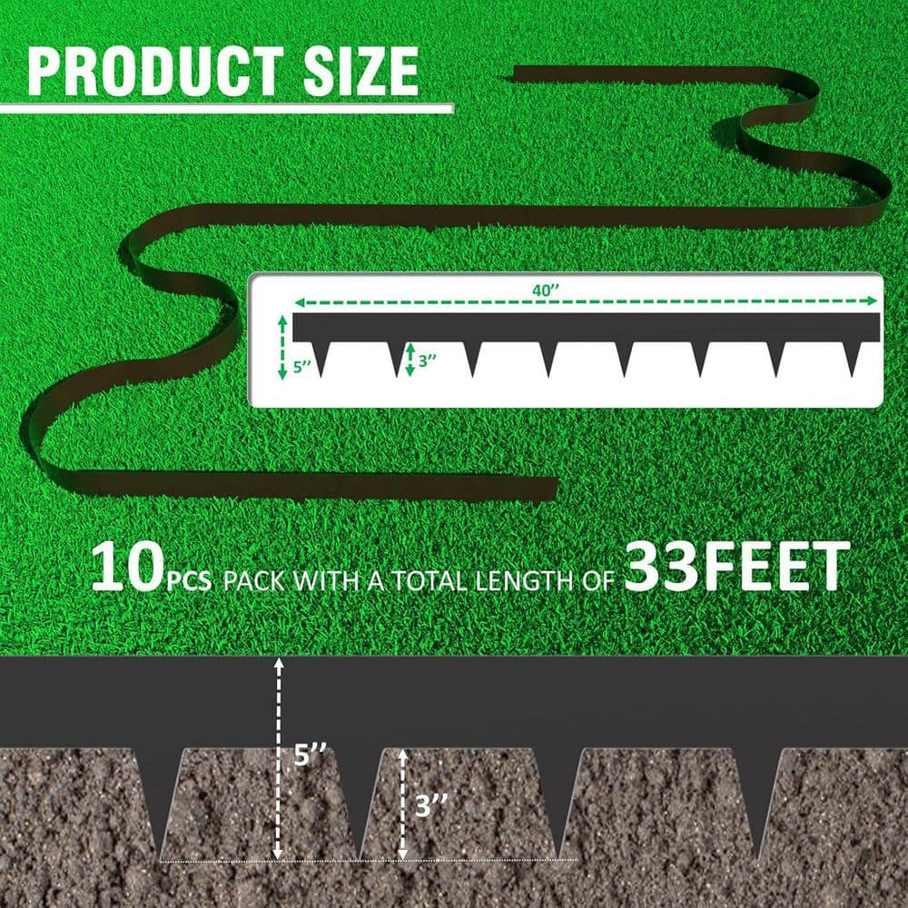 33 ft. Galvanized Steel Landscape Edging with 11 Stakes, 10-Pack - Hercitys