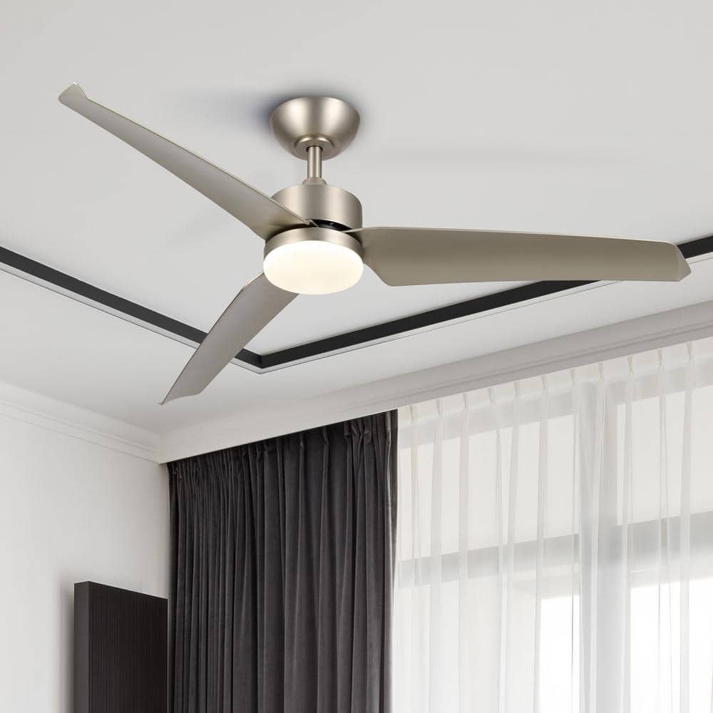 52 in. LED Indoor Nickel Semi Flush Smart Ceiling Fan with Light Kit and Remote - Hercitys