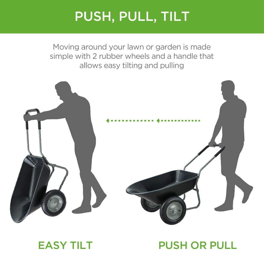 5 cu. ft. Black Plastic Wheelbarrow with Padded Handles - Hercitys