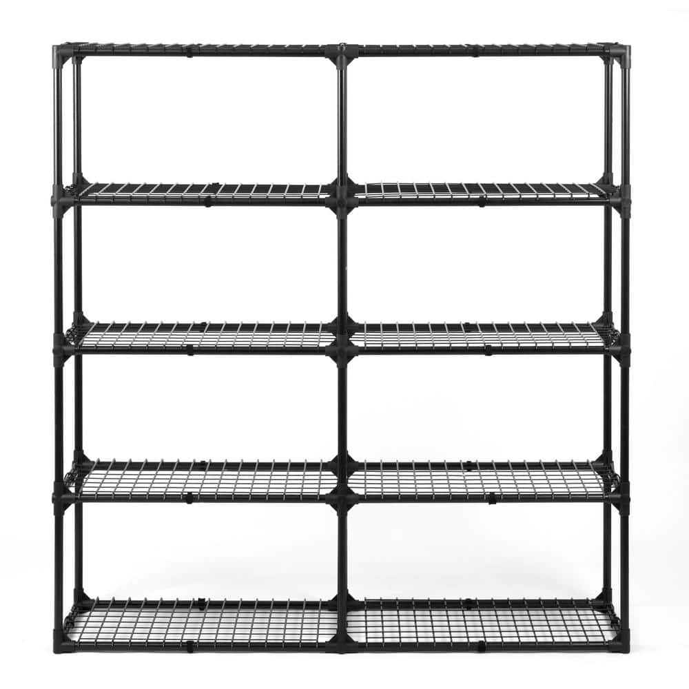 5 Tier Black Heavy Duty Wire Shelf, Holds 1100 lbs. 2-Pack 57 in. x 14 in. x 60 in. - Hercitys