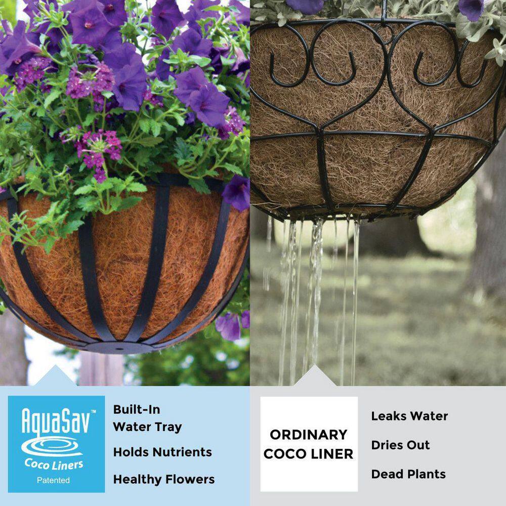 14 in. Plant Fiber Lattice Welcome Planter with AquaSav Coco Liner - Hercitys