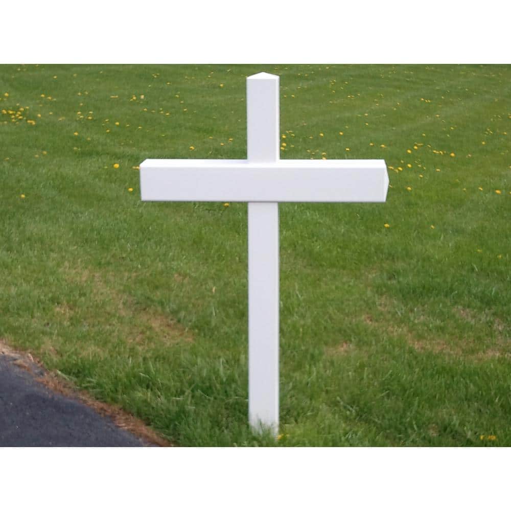 54 in. x 31 in. x 5 in. Vinyl Double Mailbox Post, White - Hercitys