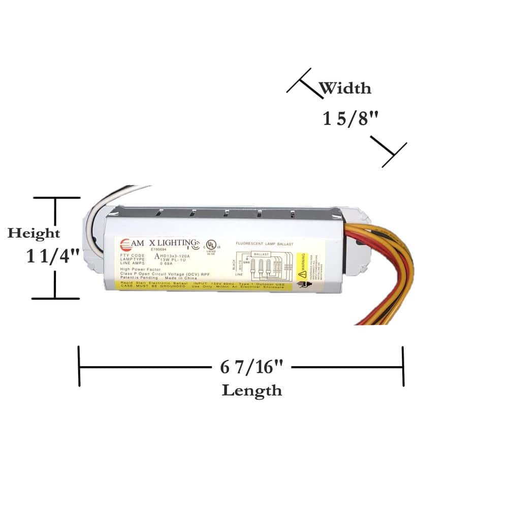 120-Volt 6.63 in. Electronic Ballast 3-PL 13-Watt Lamps - Hercitys