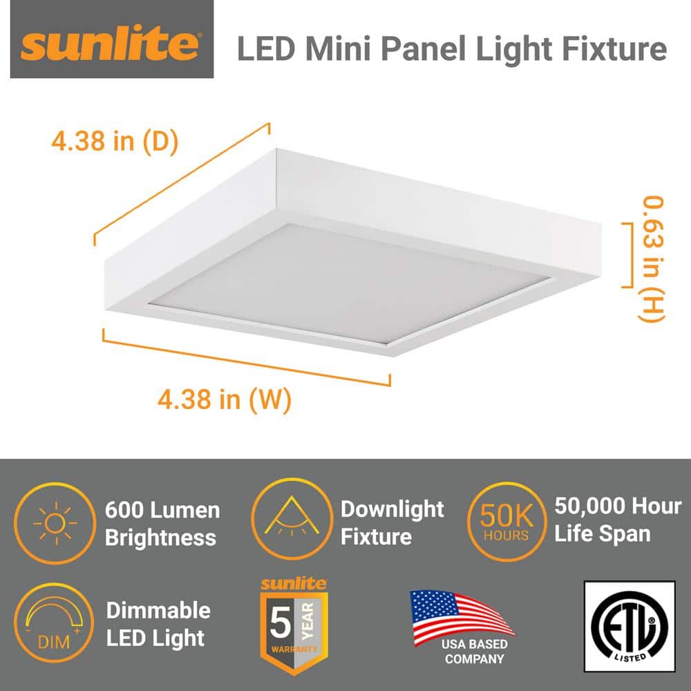 5 in. 1-Light Selectable CCT LED Square Mini Flat Panel Flush Mount - Hercitys