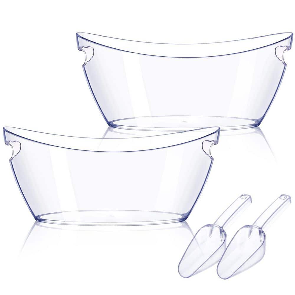 2-Pack 5.81 qt. Clear Ice Buckets with Scoops for Champagne, Beer, Sparkling Wine and Cocktails - Hercitys