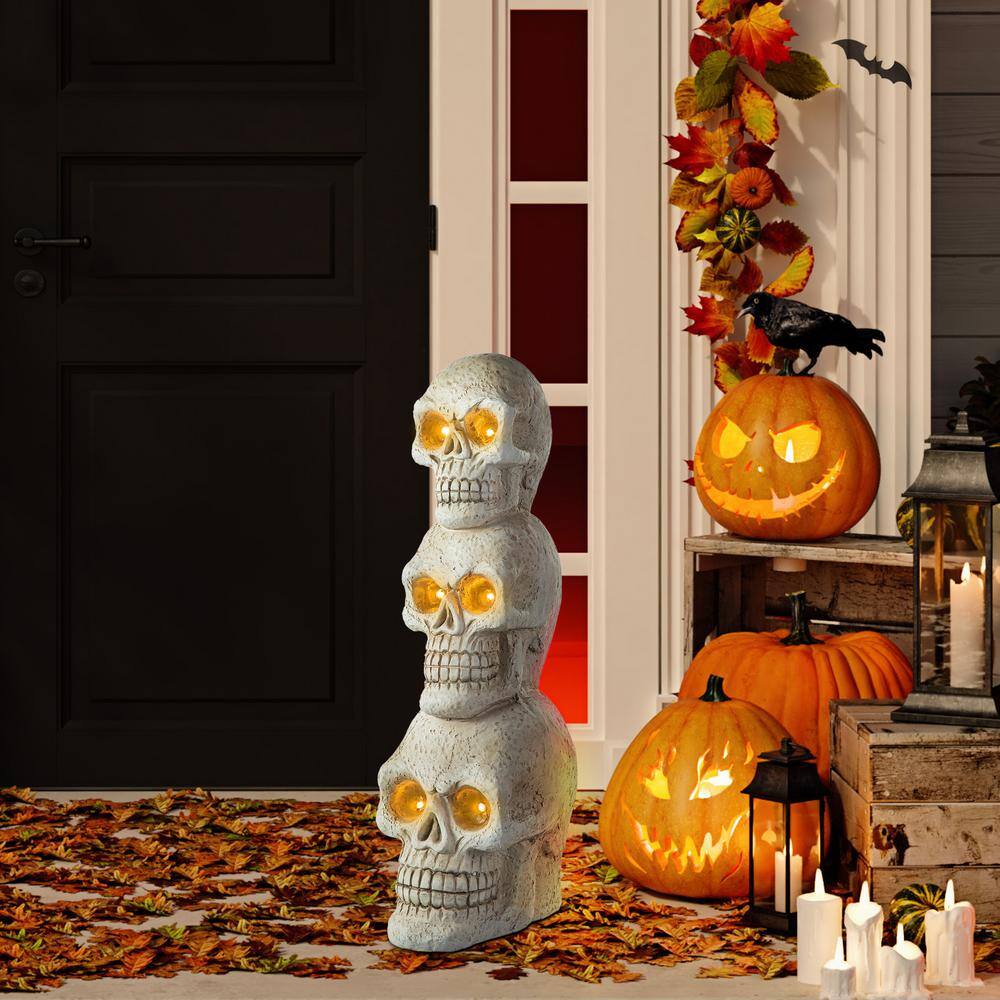 25.50 in. H Ligted Halloween MGO Skull Porch Decor with Timer - Hercitys