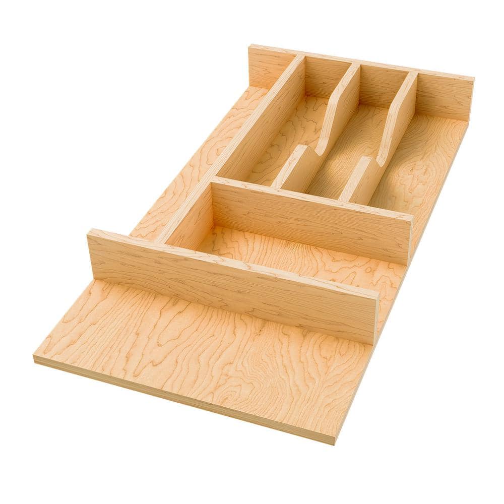 2.36 in. H x 10.24 in. W x 19.49 in. D Natural Maple Wooden Utensil Drawer Insert - Hercitys
