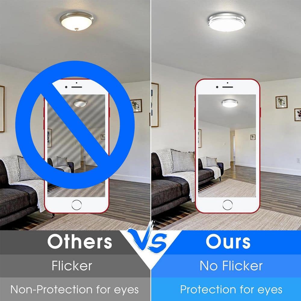 18 in. LED Round Ceiling Light Dimmable Modern Flush Mount Brushed Nickle 24W-32W 3000K-5000K - Hercitys