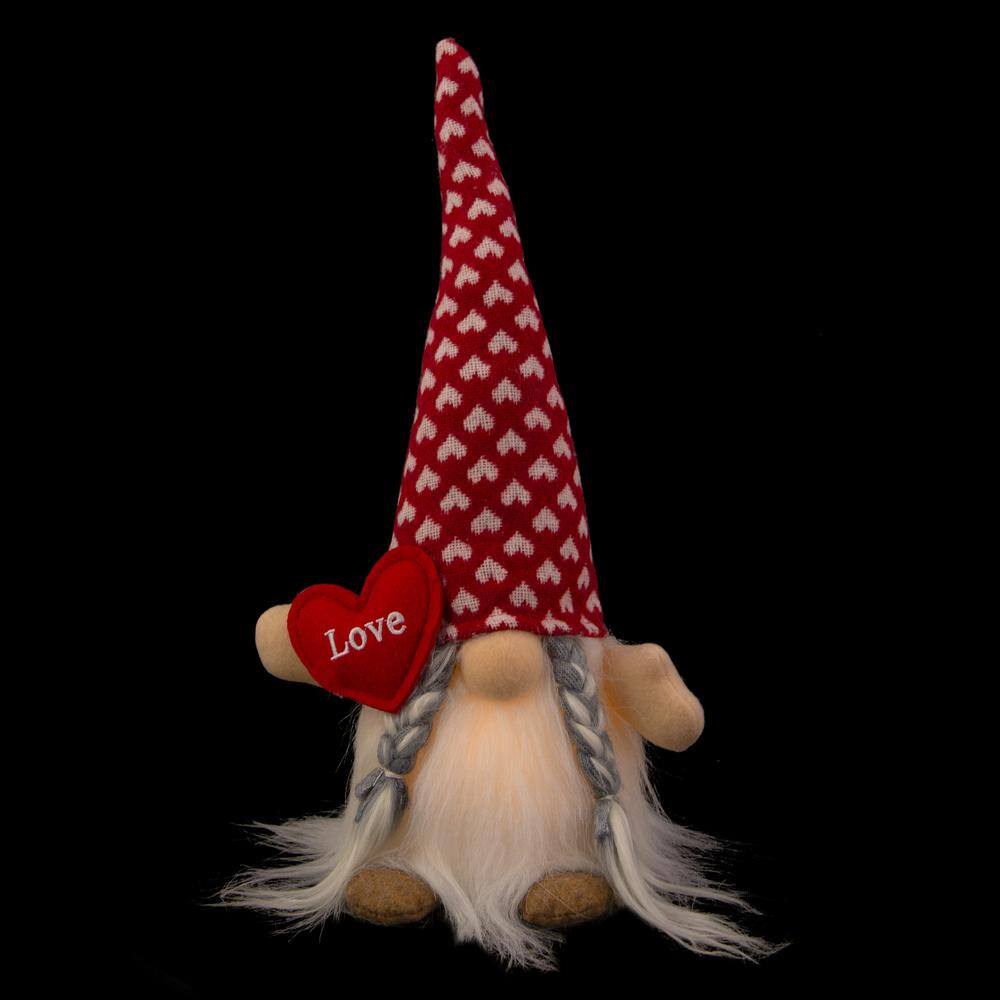 13 in. Lighted Girl Valentine’s Day Gnome with Love Heart - Hercitys