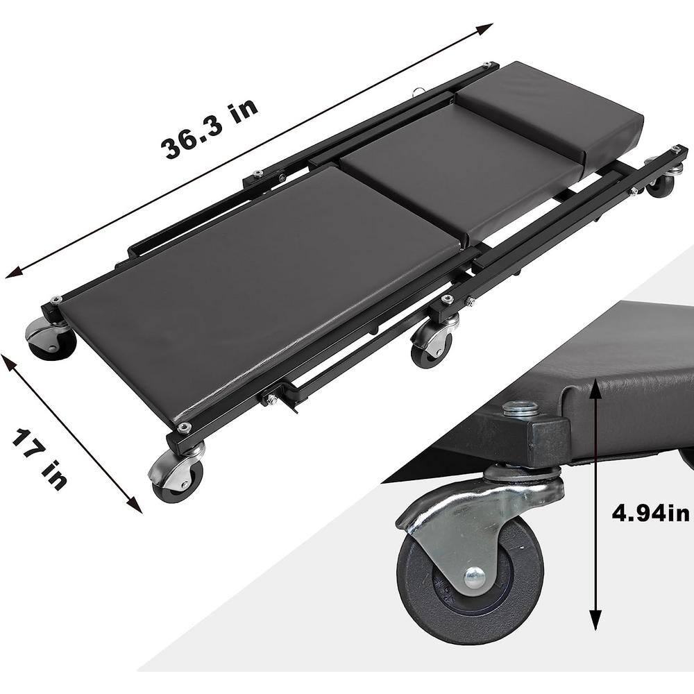 300lbs. 36in. Creeper Seat, Foldable Creeper.with 6 pcs Wheels. - Hercitys