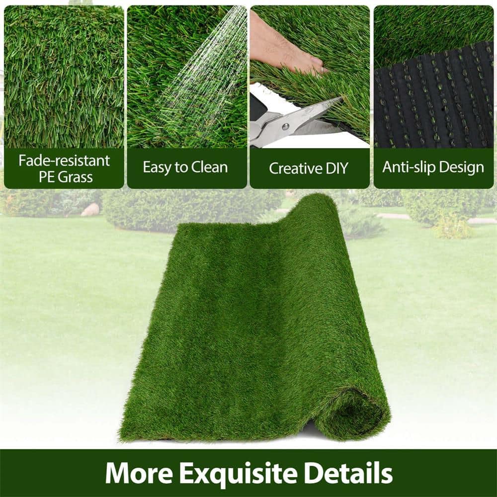 5 ft. x 8 ft. Green Artificial Grass Turf with Drainage Holes Nonslip Bottom 60 OZ Heavy - Hercitys