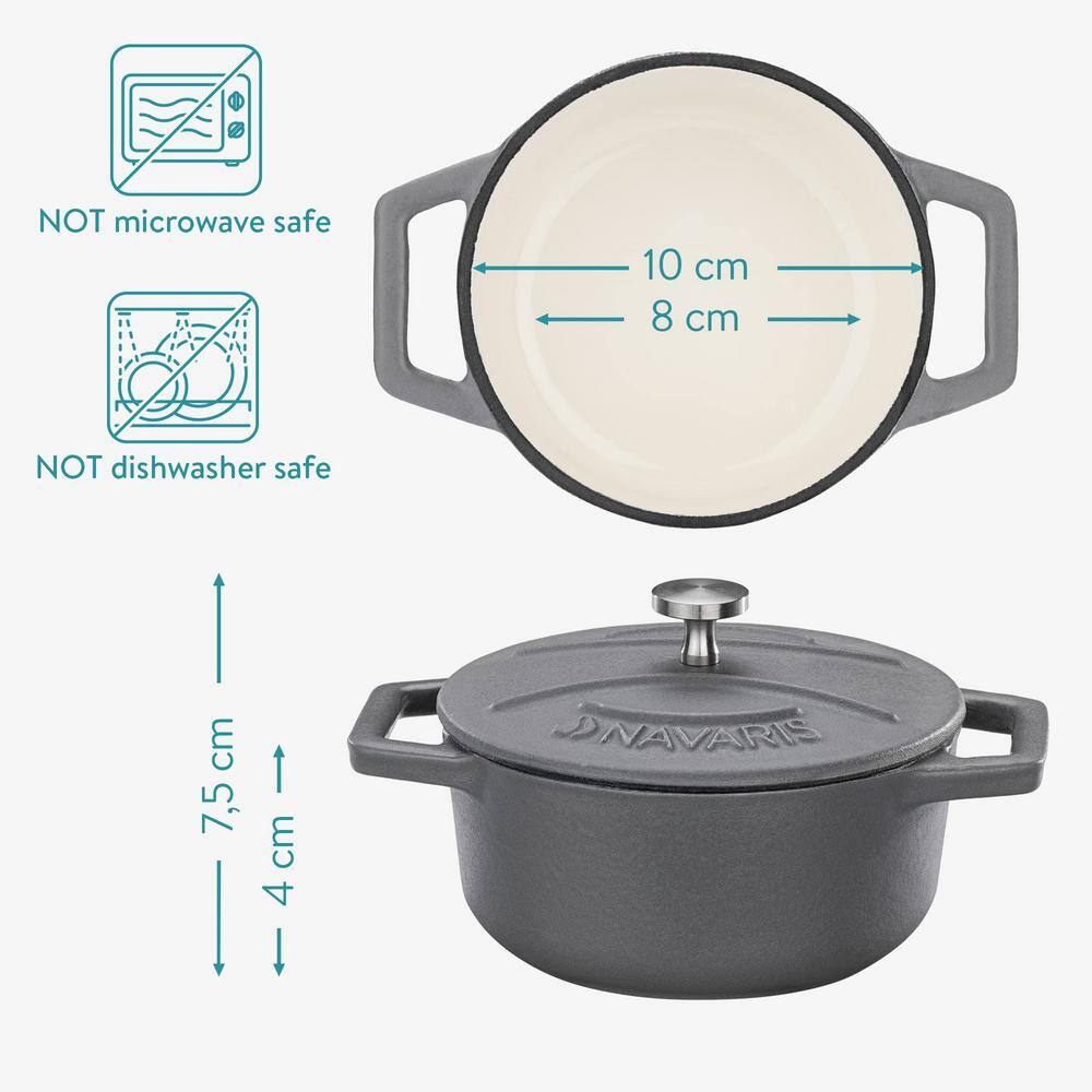4-Piece Cast Iron Round Cocottes Dutch Oven Dishes Set Enamel Coat Grey Matte/White Matte/Black Matte - Hercitys