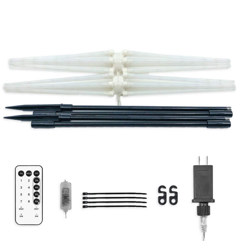 22 in. White Sparkler LED Garden Light with Hanging Hooks Plus Ground Stakes Plus Remote Control - Hercitys
