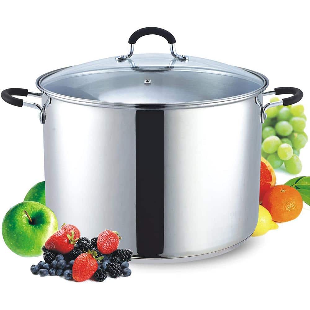 20 qt. Stainless Steel Stock Pot with Glass Lid - Hercitys