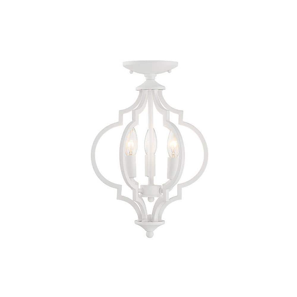 11 in. W x 16 in. H, 3-Light Bisque White Convertible Semi- Flush Mount - Hercitys