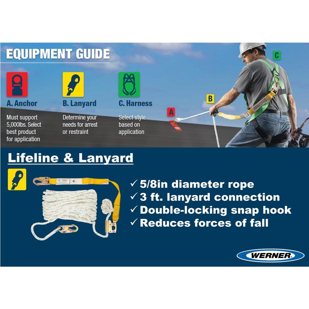 50 ft. Fall Protection Rope Lifeline with Lanyard - Hercitys