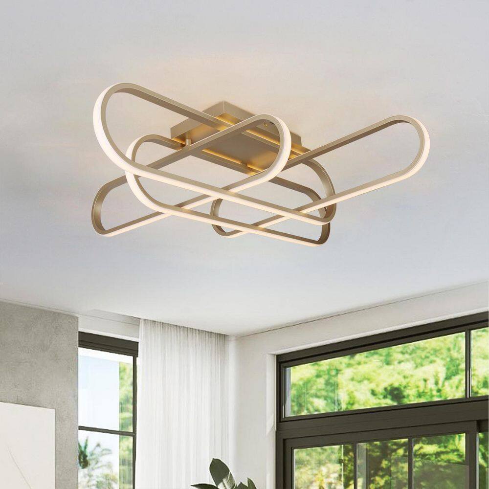 31 in. 40-Watt Flush Mount Gold Modern LED Dimmable Ceiling Light Fixture - Hercitys