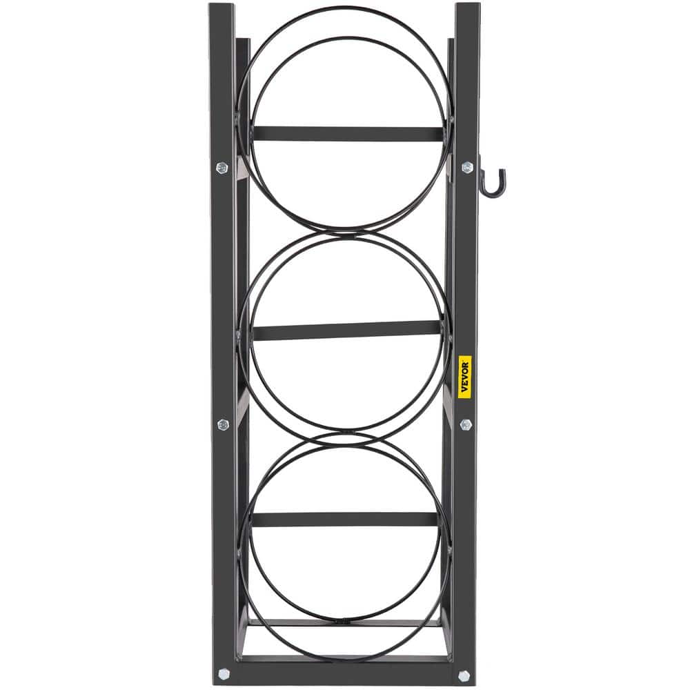 3-Tiers Steel Black 12 in. W with 3 x 30 lbs. Refrigerant Tank Rack Cylinder Saving Capacity Cylinder Tank Rack - Hercitys