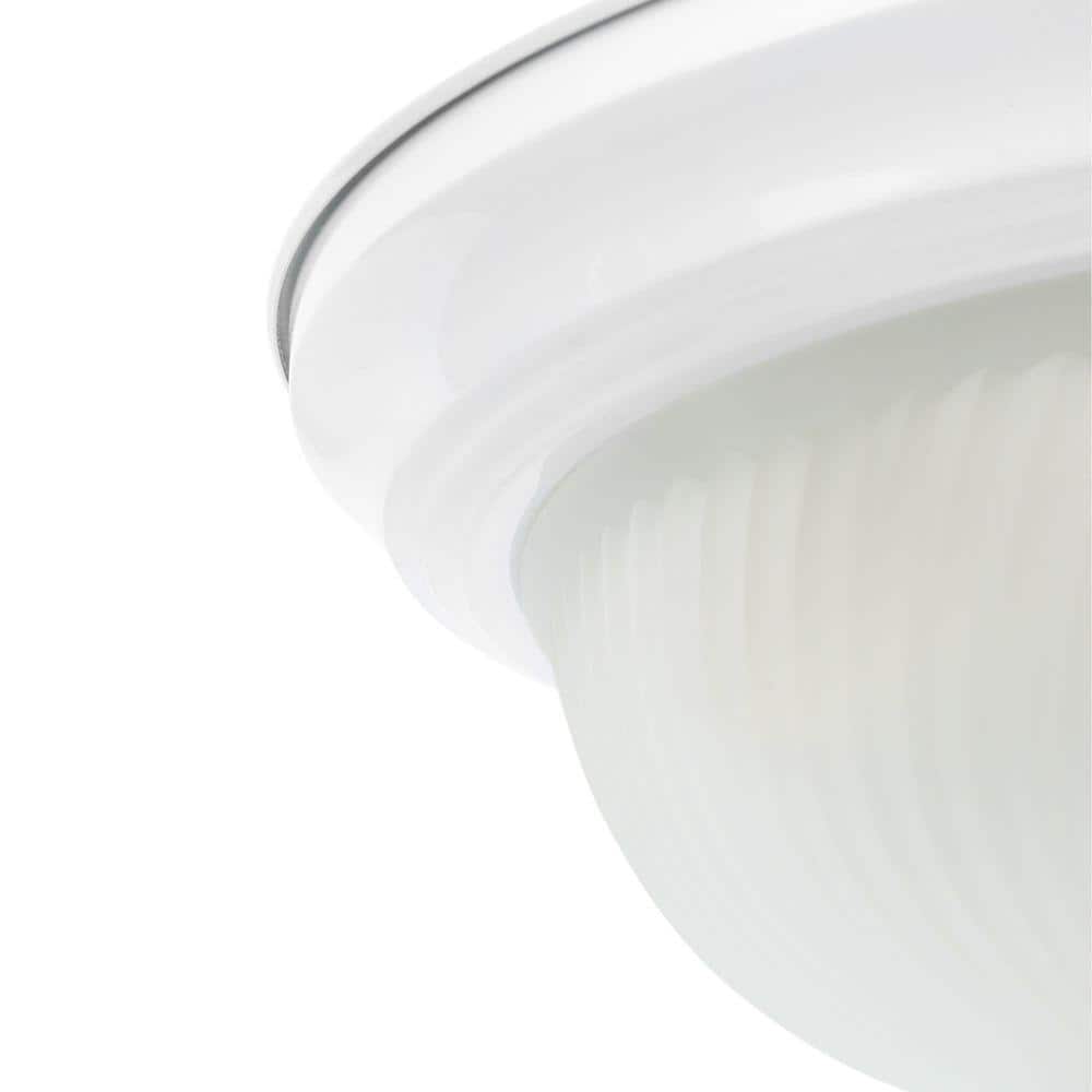 11 in. 2-Light White Flush Mount with Frosted Swirl Glass Shade - Hercitys