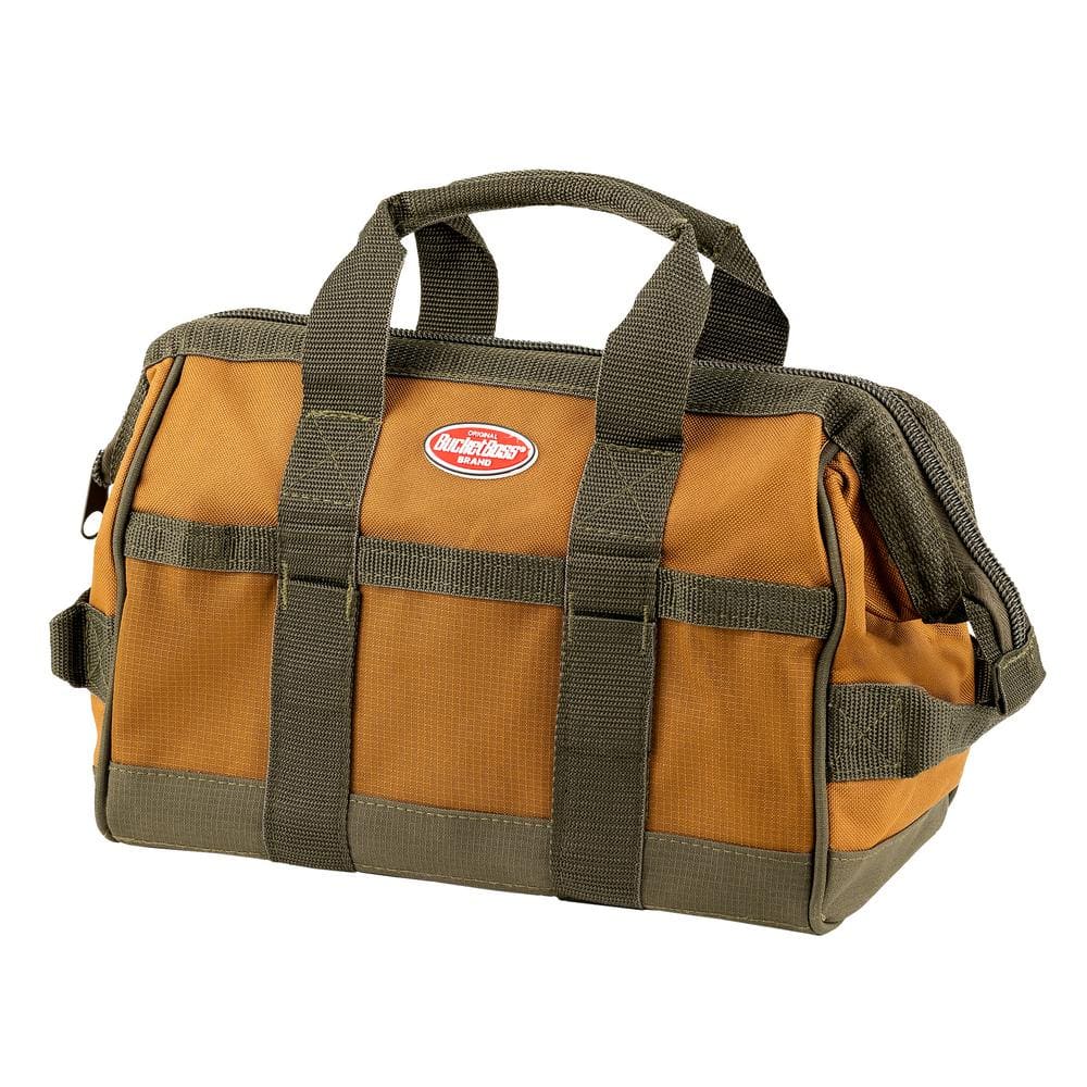 12 in. Gatemouth Tool Bag with zippered top and 16 Total Pockets - Hercitys