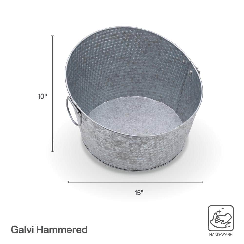 15 in. Galvinized Hammered Tapered Beverage Tub, Gray - Hercitys