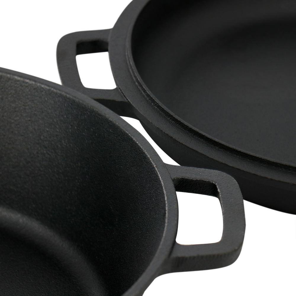 10 .5 Inch 2-in-1 Pre-Seasoned Cast Iron Skillet and Fry Pan Set - Hercitys