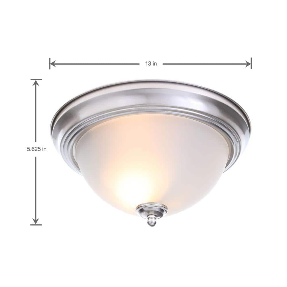 13 in. 2-Light Brushed Nickel Flush Mount (8-Pack) - Hercitys