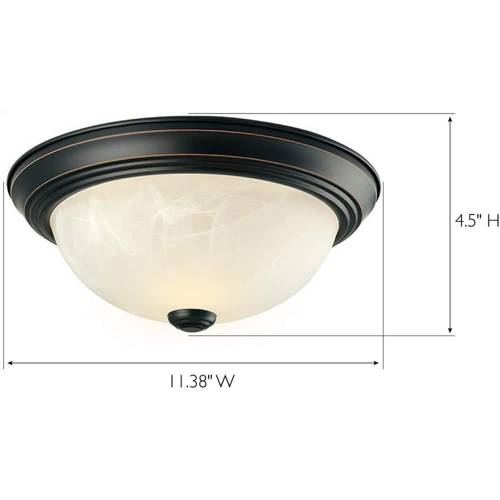 11-1/4 in. W. 2-Light Oil Rubbed Bronze Flush Mount-Light (2-Pack) - Hercitys