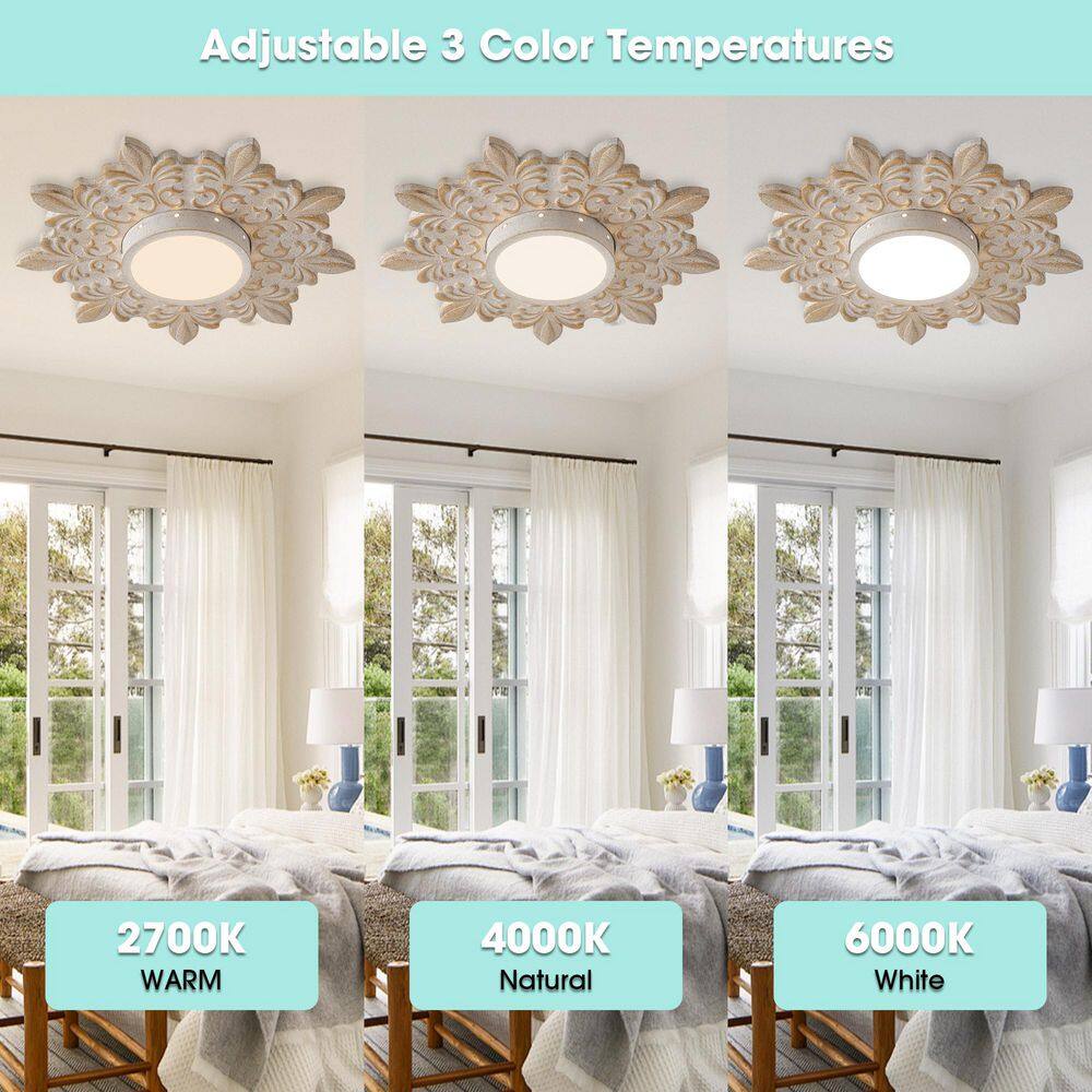 21.65 in. 16-Watt Modern White Dimmable Flower Shape LED Light Flush Mount with Acrylic Shade - Hercitys