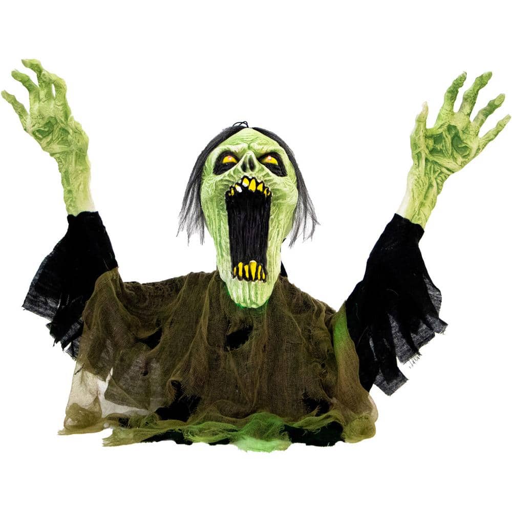 21 in. Trevor the Animated Zombie Groundbreaker, Indoor or Covered Outdoor Halloween Decoration, Battery Operated - Hercitys