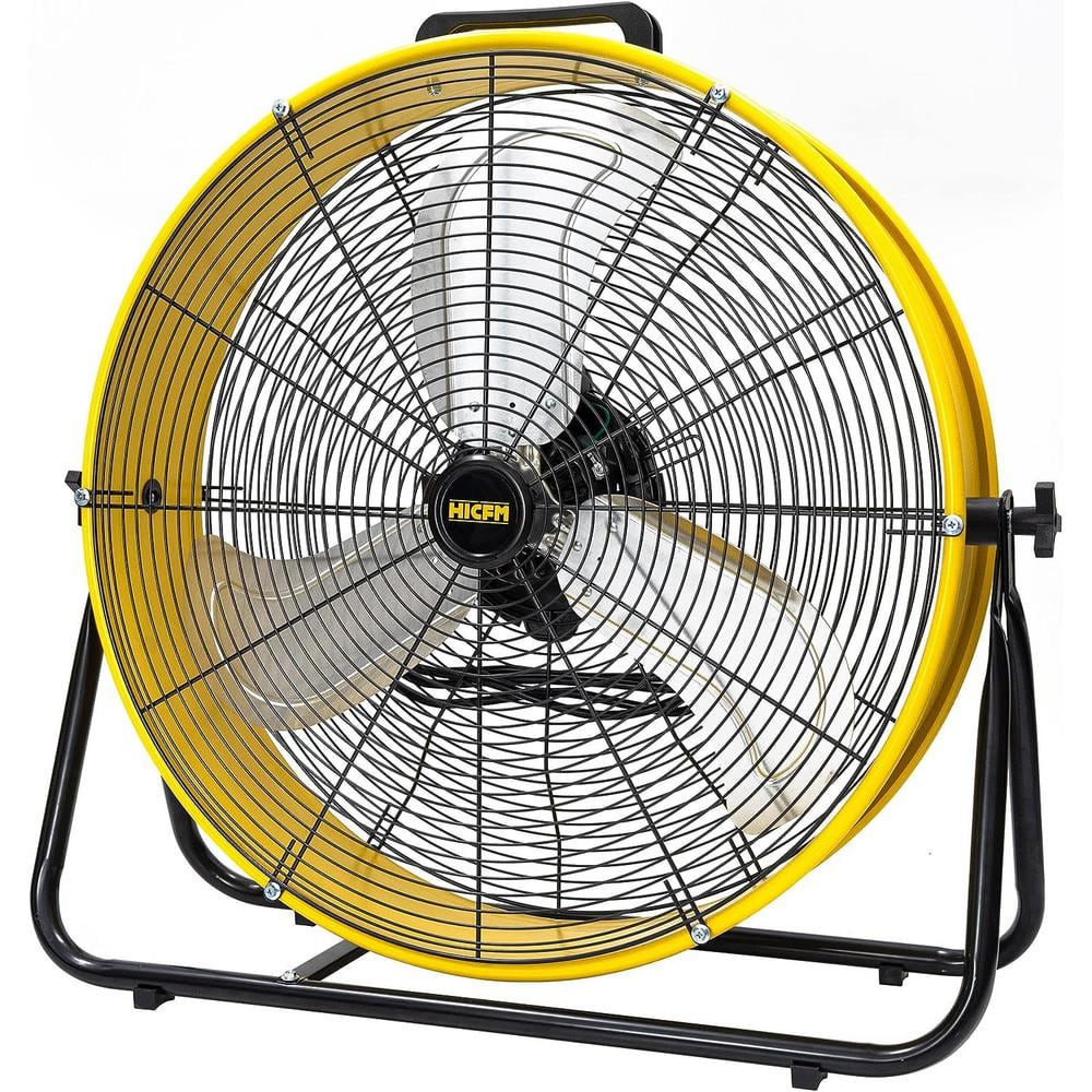 24 in. 3 Speeds Drum Fan in Yellow Portable High Velocity with 1/3 HP Powerful Motor, 8200 CFM - Hercitys
