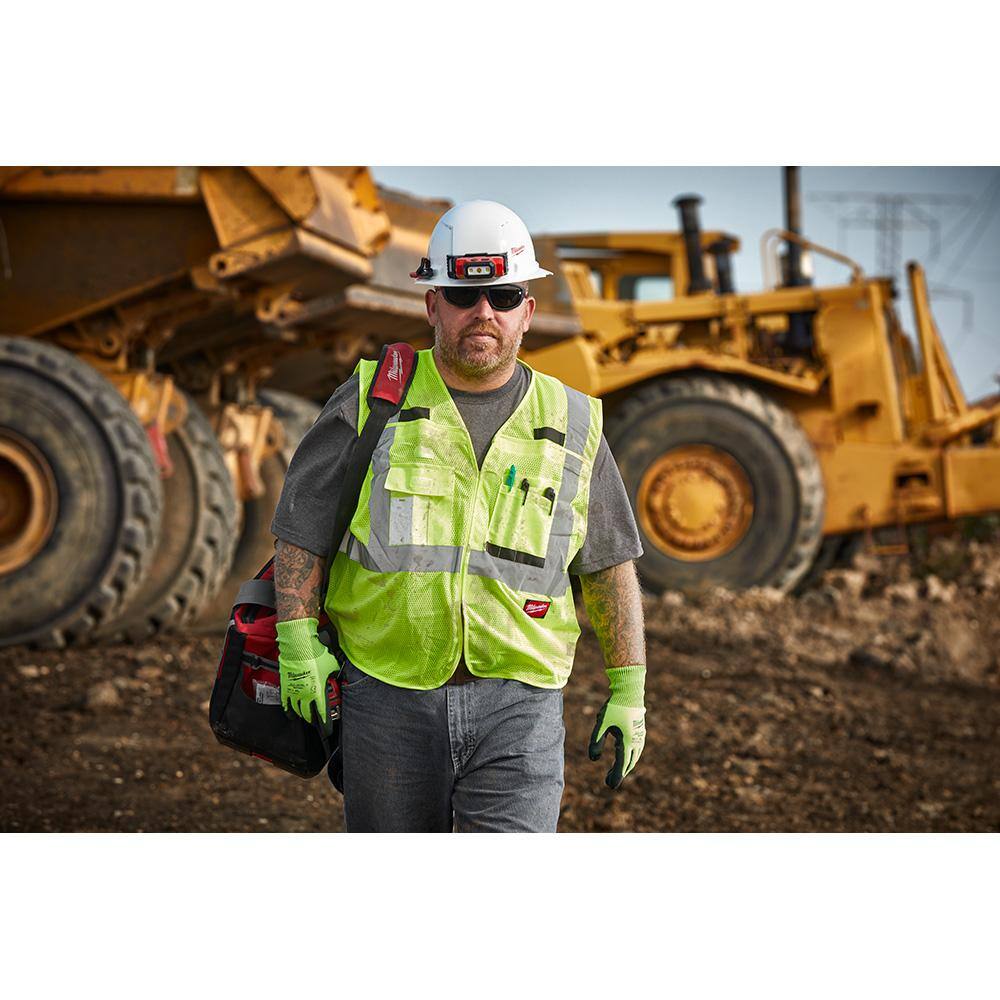 2X/3X-Large Yellow Class 2 Breakaway Mesh High Vis Safety Vest and Tinted Anti Scratch Safety Glasses - Hercitys