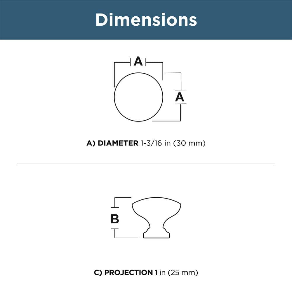 5-Pack Fulton 1-3/16 in. (30 mm) Matte Black with Antimicrobial Properties Round Cabinet Knobs - Hercitys