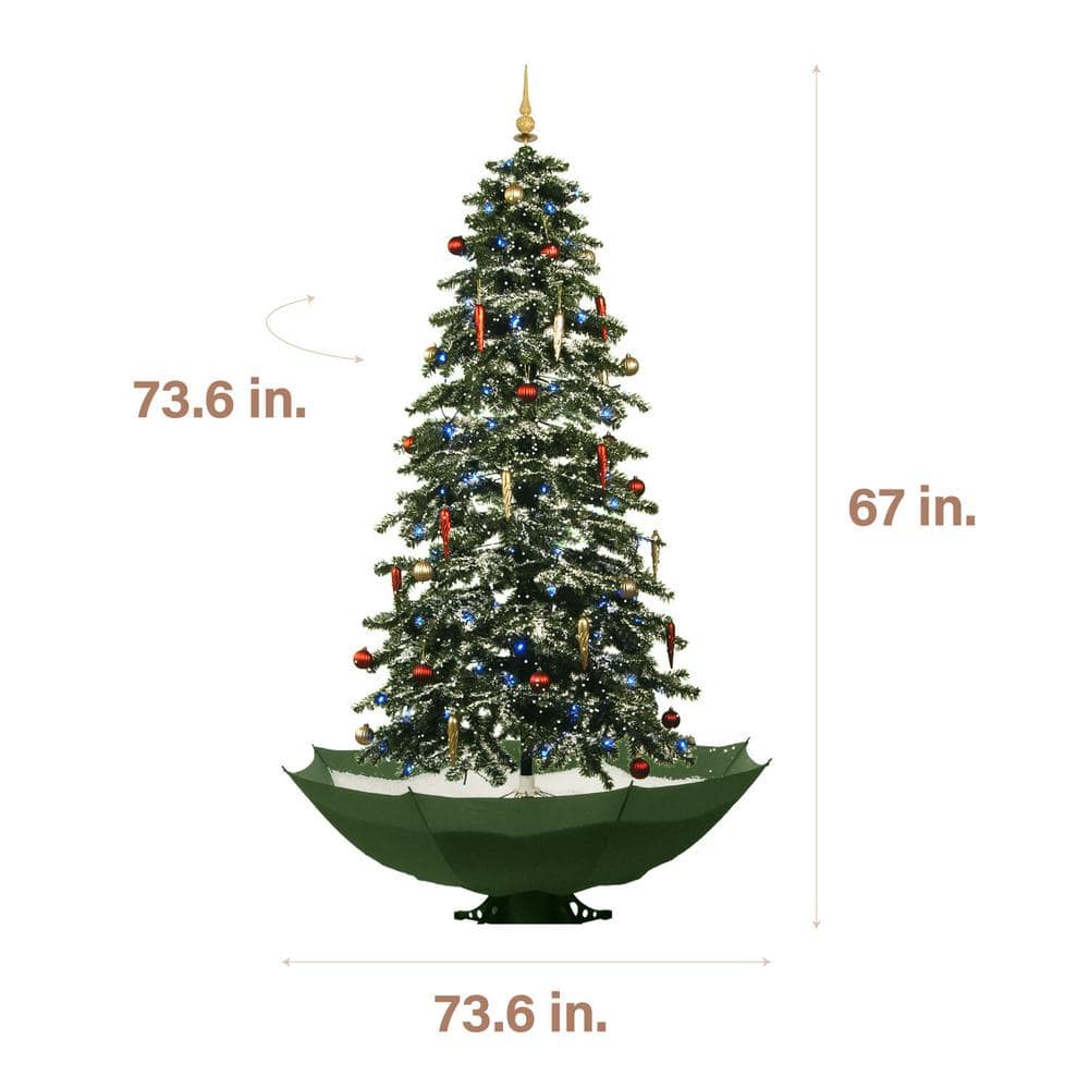 29 in. Snowing Musical Christmas Tree with Red Base and Snow Function - Hercitys