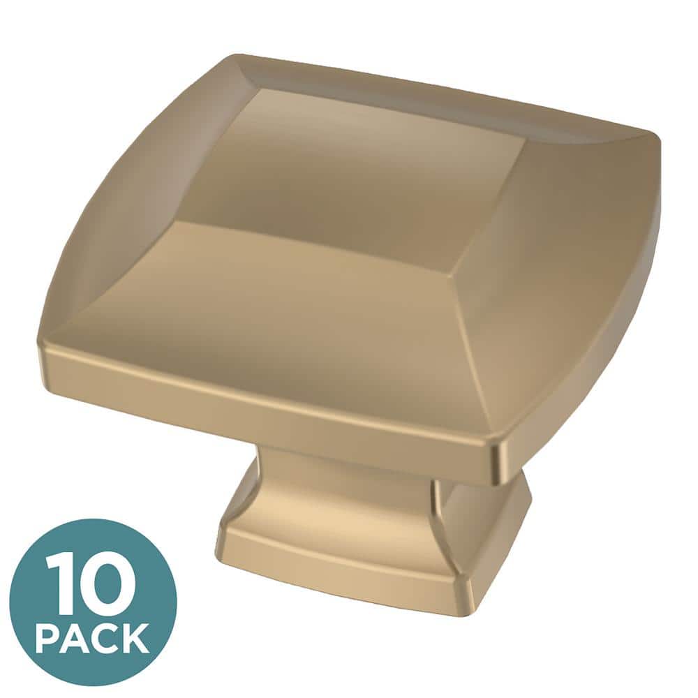 (10-Pack) Scalloped Footing 1-3/16 in. (30 mm) Classic Champagne Bronze Rectangular Cabinet Knobs - Hercitys