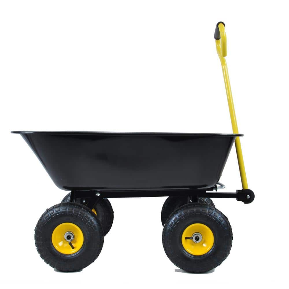 2.5 cu. ft. Black Metal Folding Garden Cart, Car Poly Garden Dump Truck With Steel Frame, 300 lbs. Capacity Body 55 l - Hercitys