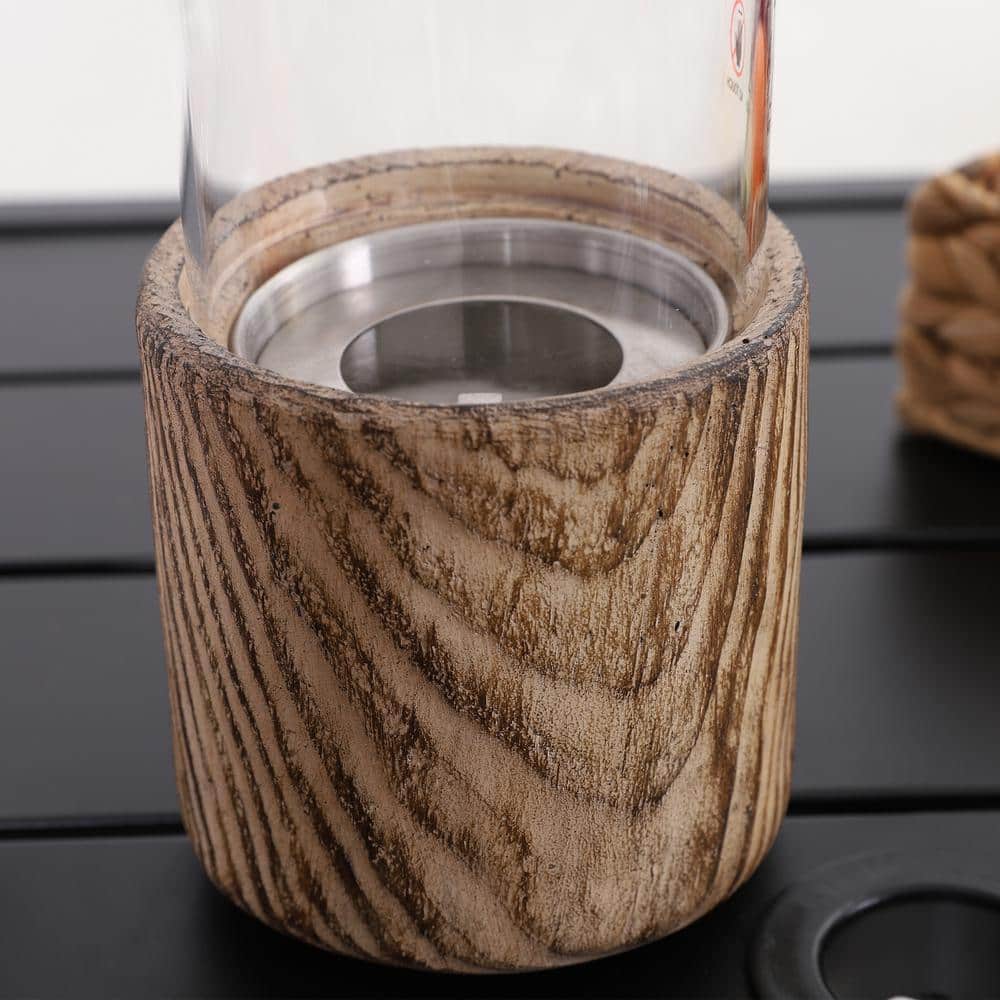 4.53 in. x 7.32 in. TerraFab Material Ethanol Round Brown Tabletop Fire Pit - Hercitys