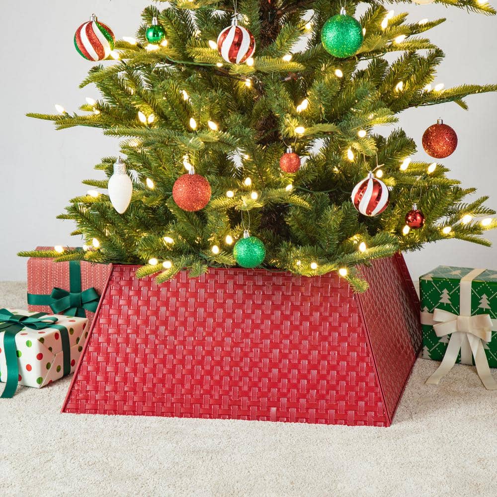 25.75 in. L Trapezoid Red Metal Weave Tree Collar - Hercitys