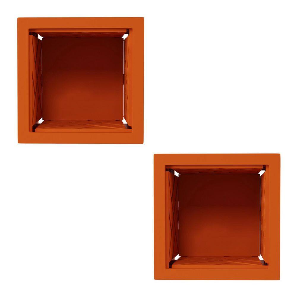 14.75 in. x 14.75 in. Lattice Design Terracotta Plastic Planter Box (2-Pack) (White) - Hercitys