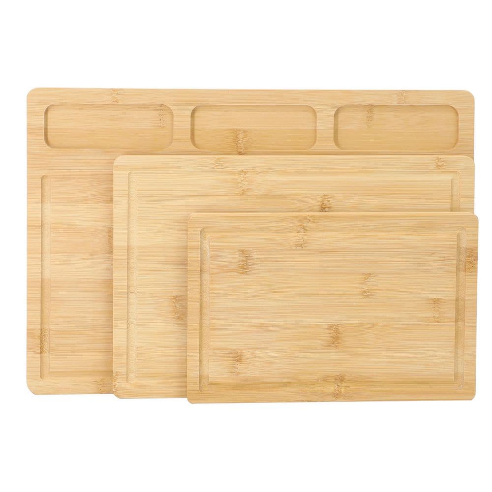 3-Piece Bamboo Cutting, Prep and Serving Boards - Hercitys