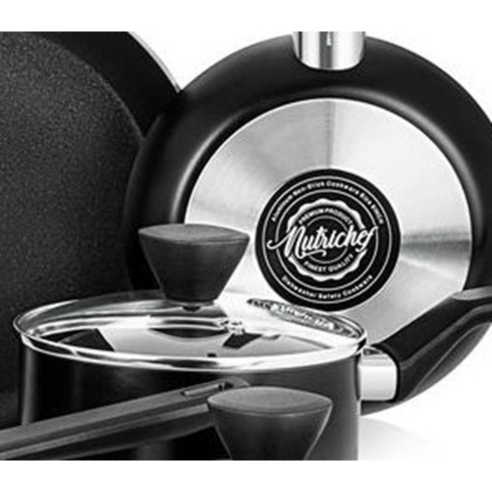 13-Piece Aluminum Stylish Kitchen Cookware Set, Non-Stick in Black - Hercitys