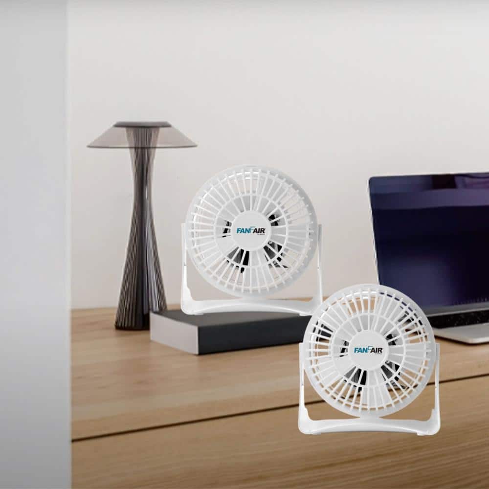 2 PACK 4 in. Desk Personal Fan in White - Hercitys
