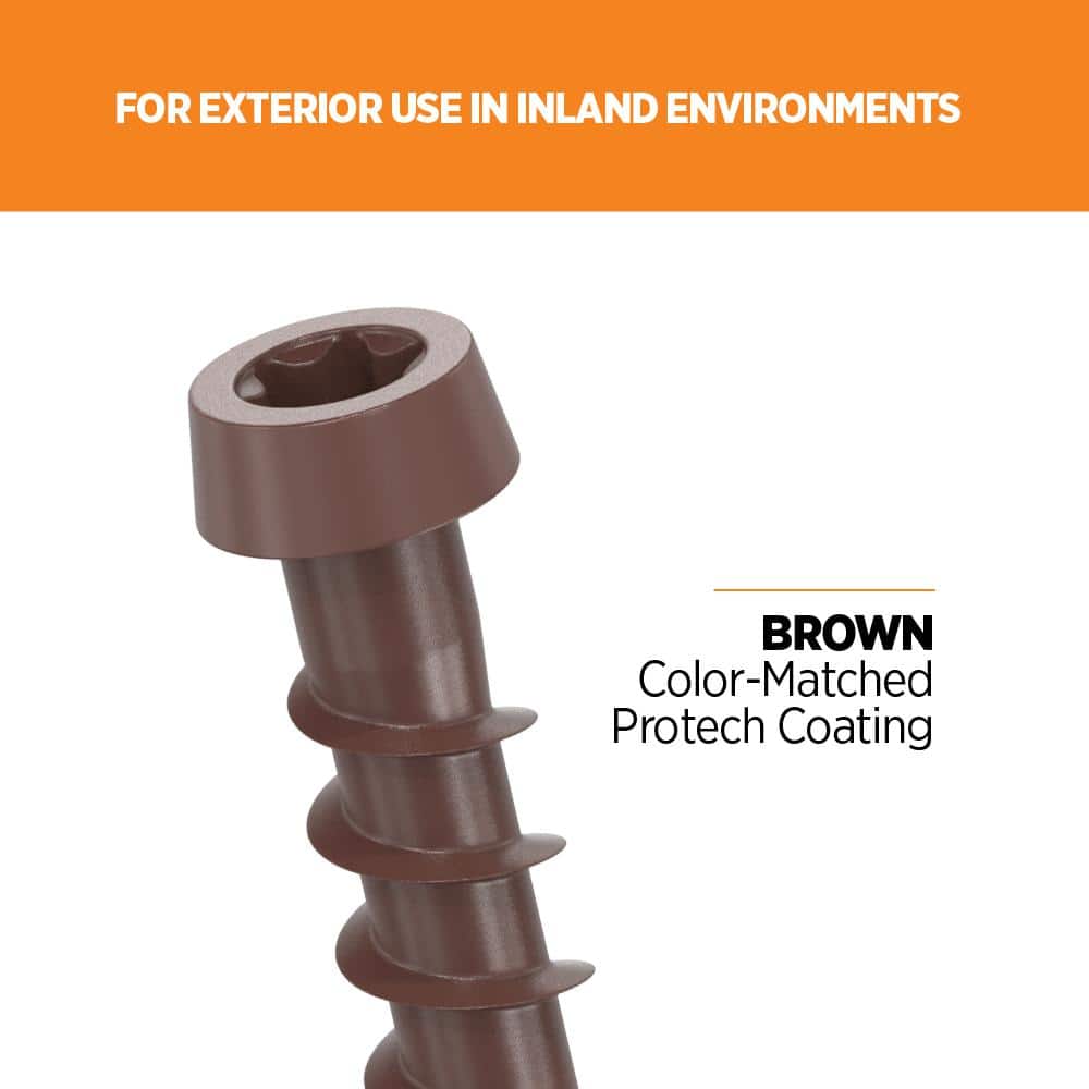 #10 2-1/2 in. Brown Star Drive Trim-Head Composite Deck Screw (350-Count) - Hercitys