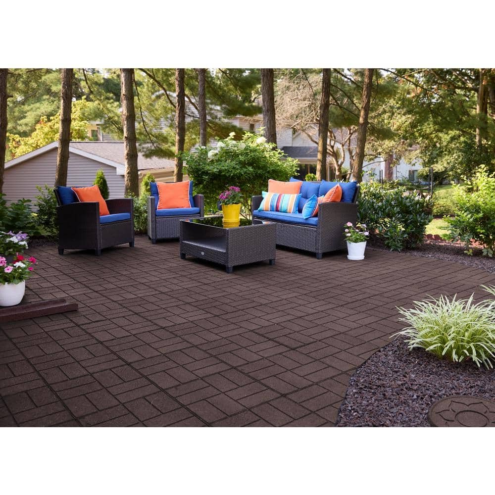 16 in. x 16 in. x 5/8 in. Brown SmartLoc Rubber Paver (9-Pack) - Hercitys