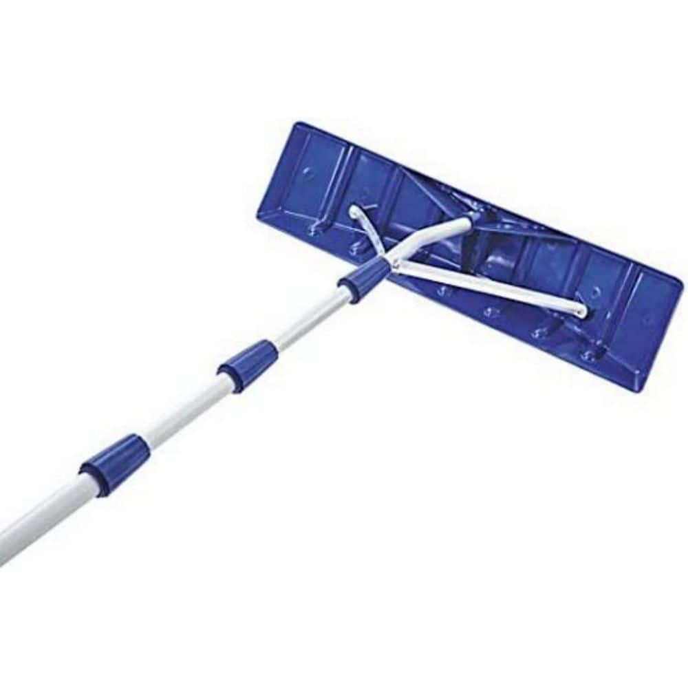 252 in. Polypropylene Telescopic Handle, with a 25 in. Aluminum Bladder Tablet Snow Shovel Roof Rake in Blue - Hercitys